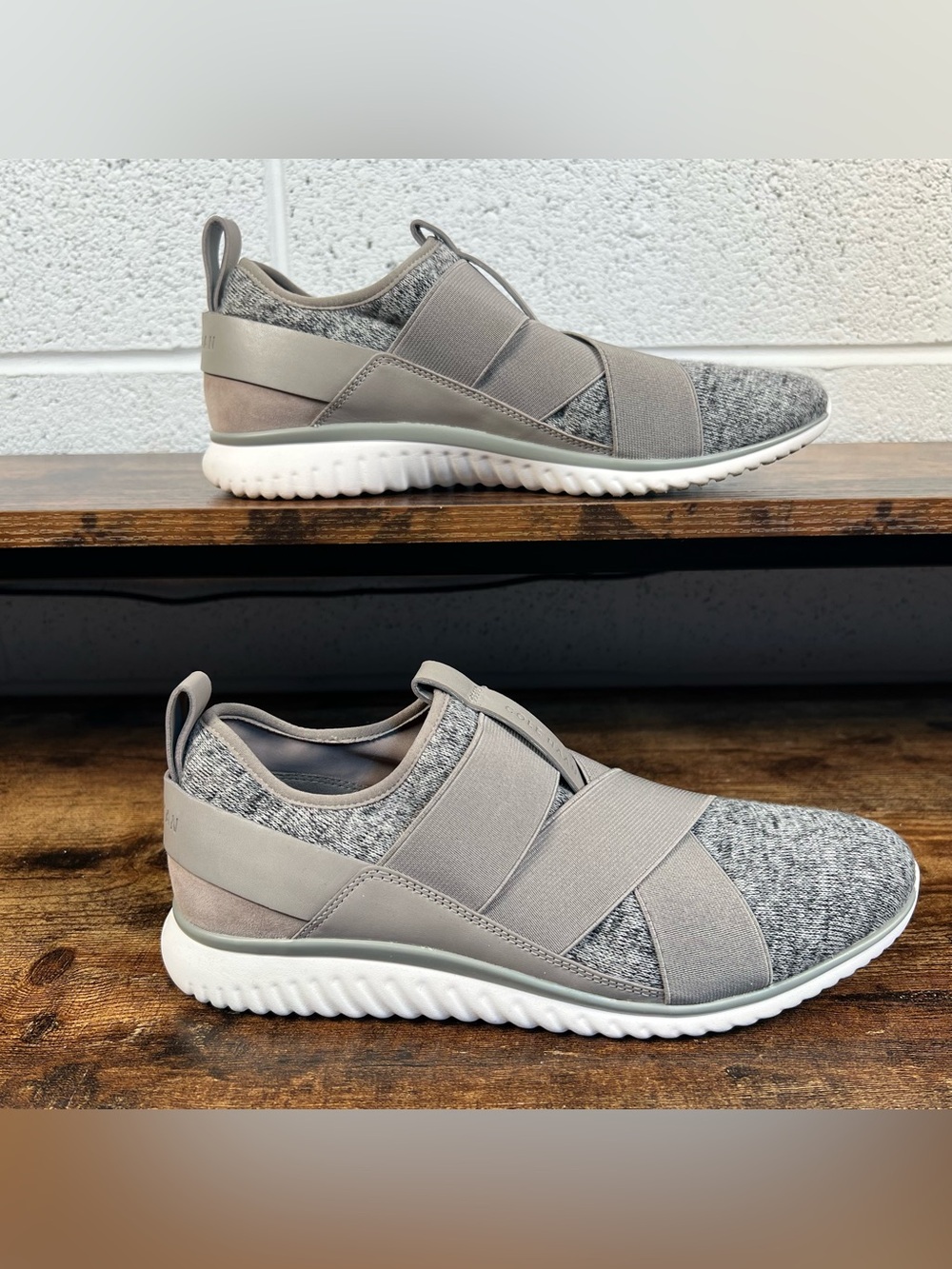 Cole Haan SrudioGrand Knit Cross Strap Slip on Shoes Sneakers Gray‎ Women's 8.5